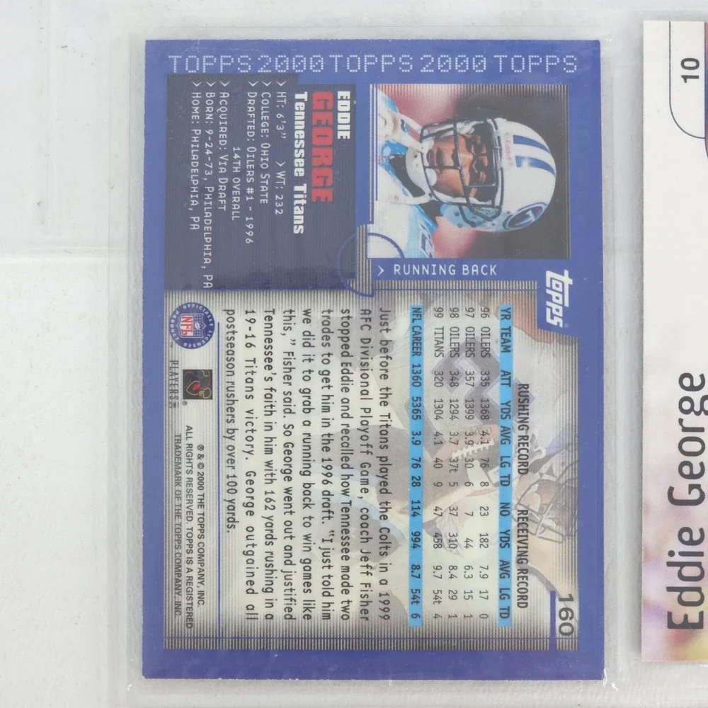 Eddie George Football Cards x30 Titans Fleer Topps Score NFL Inserts Autographed - Picture 3 of 10